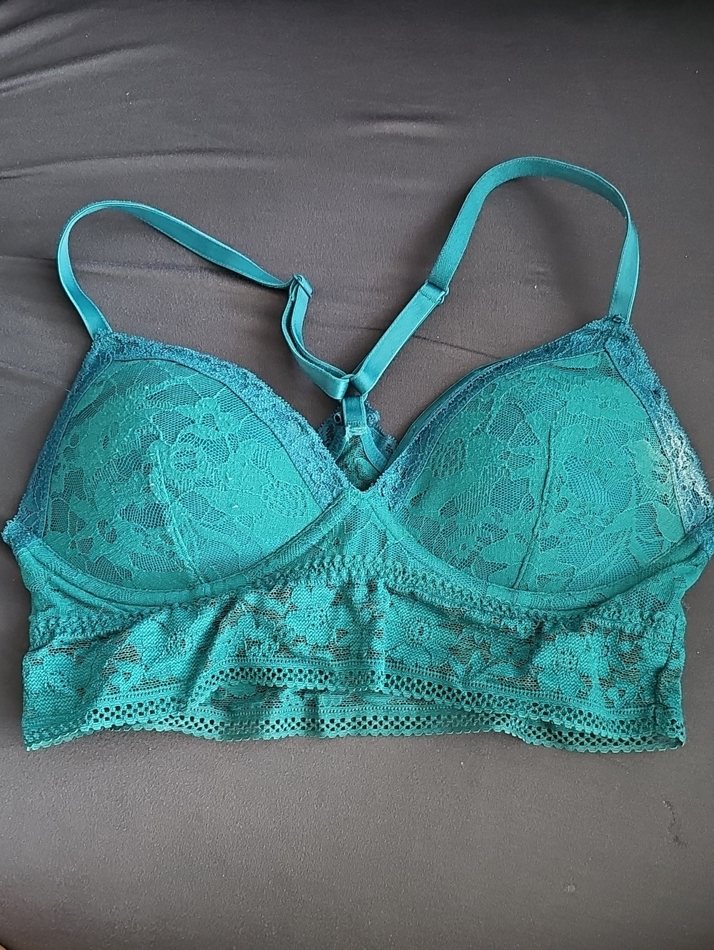 Victoria's Secret Dark Teal Lace Longline Bralette Sz XS